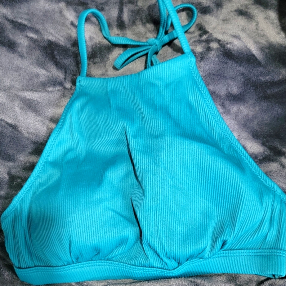 Rib-Knit halter swim top